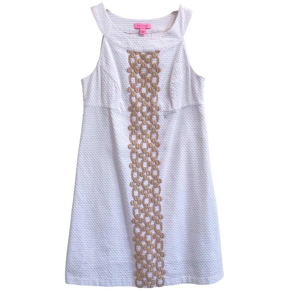 Lilly Pulitzer Jacqueline Shift Dress Resort White Womens 0 Seersucker Preppy‎